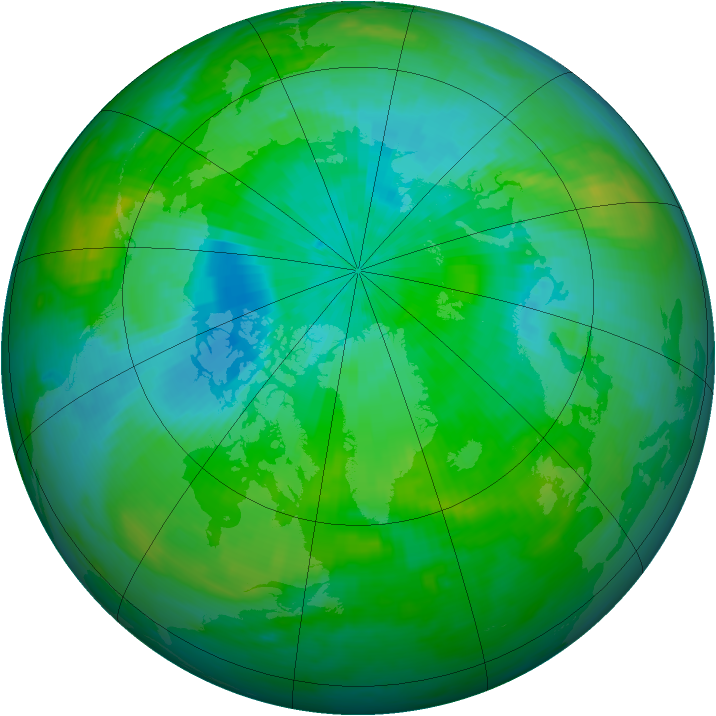 Arctic ozone map for 12 August 1992